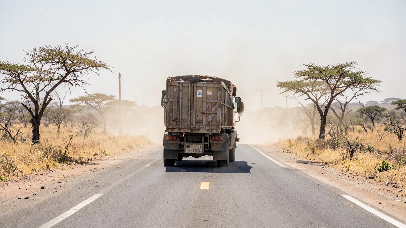 Semi-arid inland highway used for overland freight into Chad